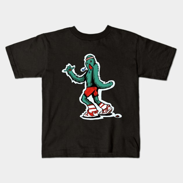 Big Foot Jogger Kids T-Shirt by Art (Bob) Monkey